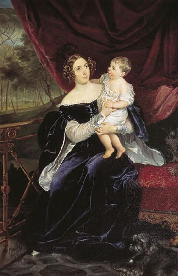 Karl Briullov Portrait of the Princess Olga Ivanovna Orlova-Davydova with her daughter Natalya Vladimirovna oil painting picture